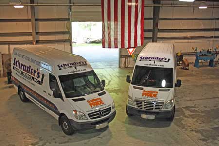 Schrader's Smoker Service, service vans